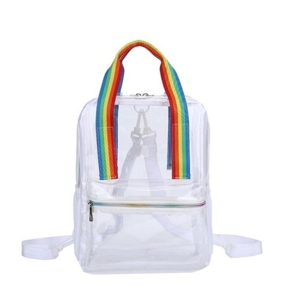 Clear PVC Backpack Rainbow Straps Adjustable & Zi… - image 2